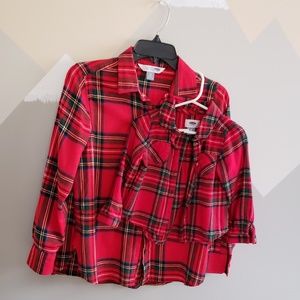 Mommy and me matching plaid holiday shirts